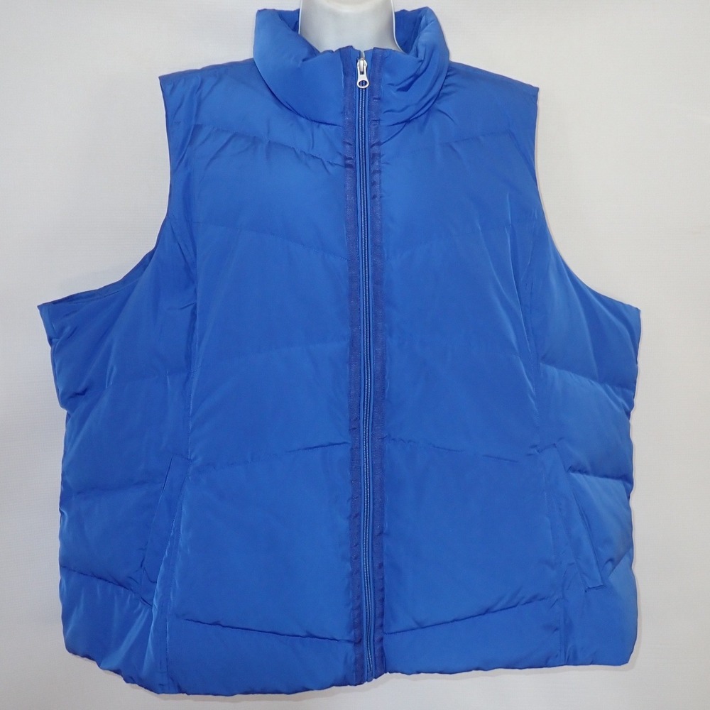 Lands End Down Vest Women 3X Blue Puffer Outdoor Casual Warm Winter‎ Casual